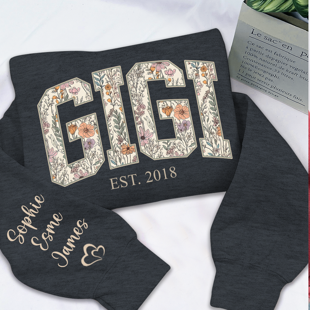 Custom Floral GIGI Sweatshirt – Personalized Grandma Est Year & Grandkids Names