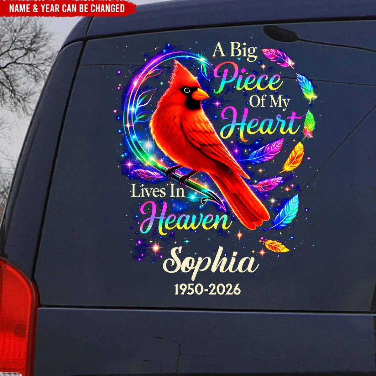 Memorial Gift For Loss Of Loved One – Personalized Cardinal Decal "Forever Loved – My Guardian Angel"