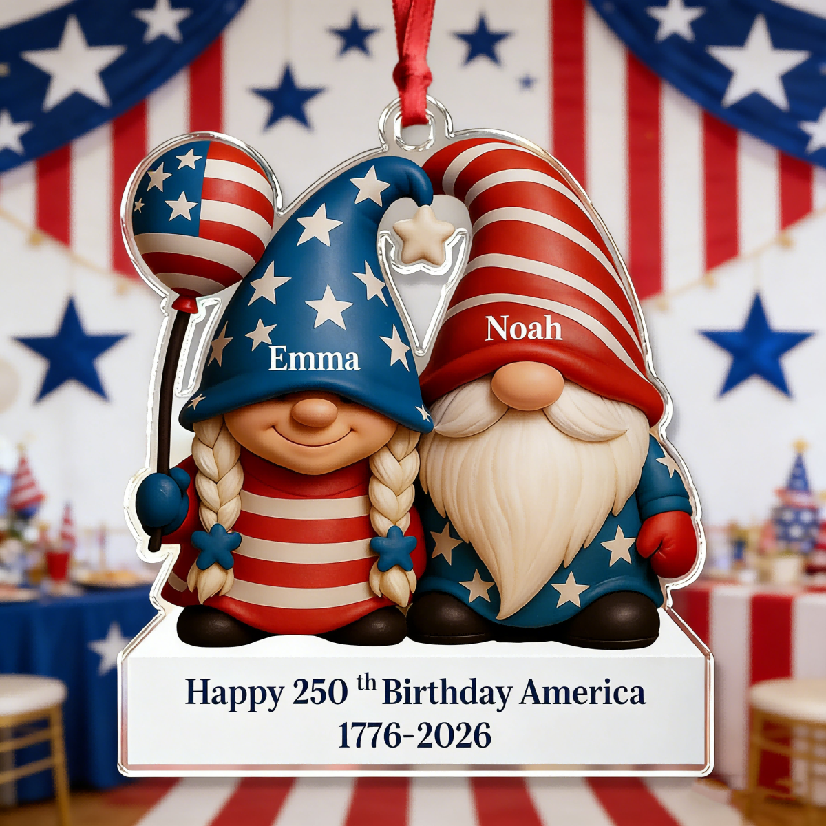 Couple Happy 250th Anniversary American Personalized Acrylic Ornament