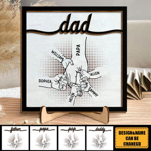 Personalized Dad Hand Bumps -  Wooden Plaque