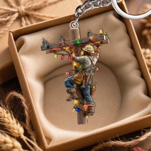 Keeping the Lights On - Personalized Lineman Keychain