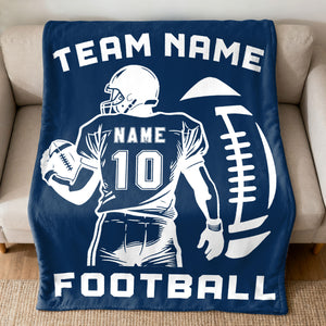 Personalized Football Blanket with Name Jersey Number, Custom Football Throw Blanket