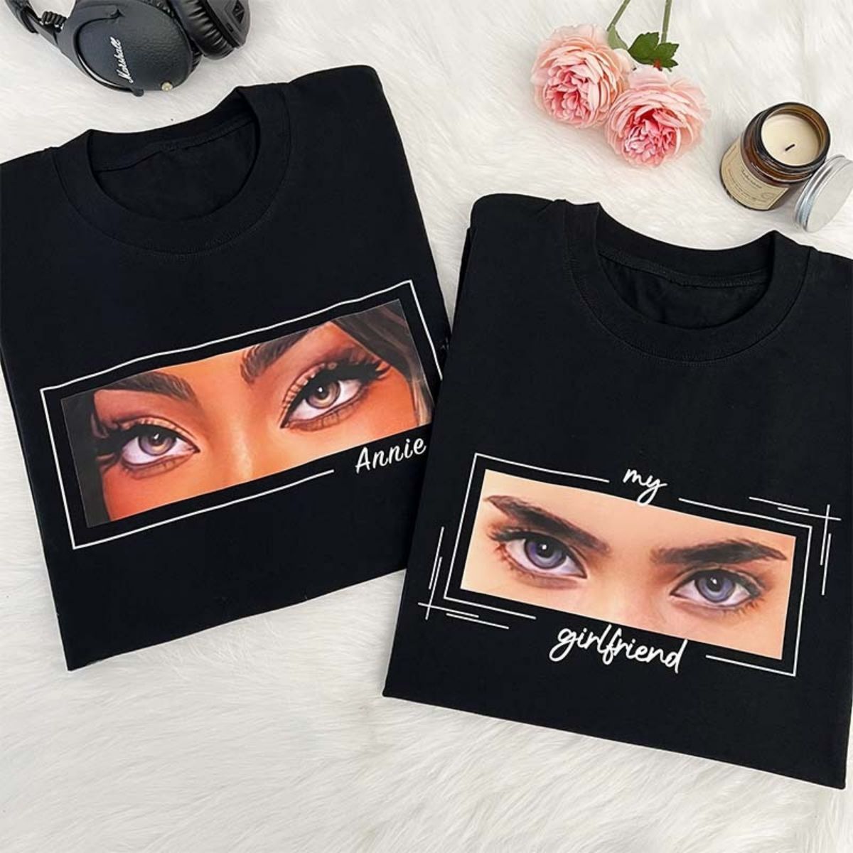 Unique Custom Eyes Tee Loved One's Eyes Personalized Eyes Artwork T Shirt