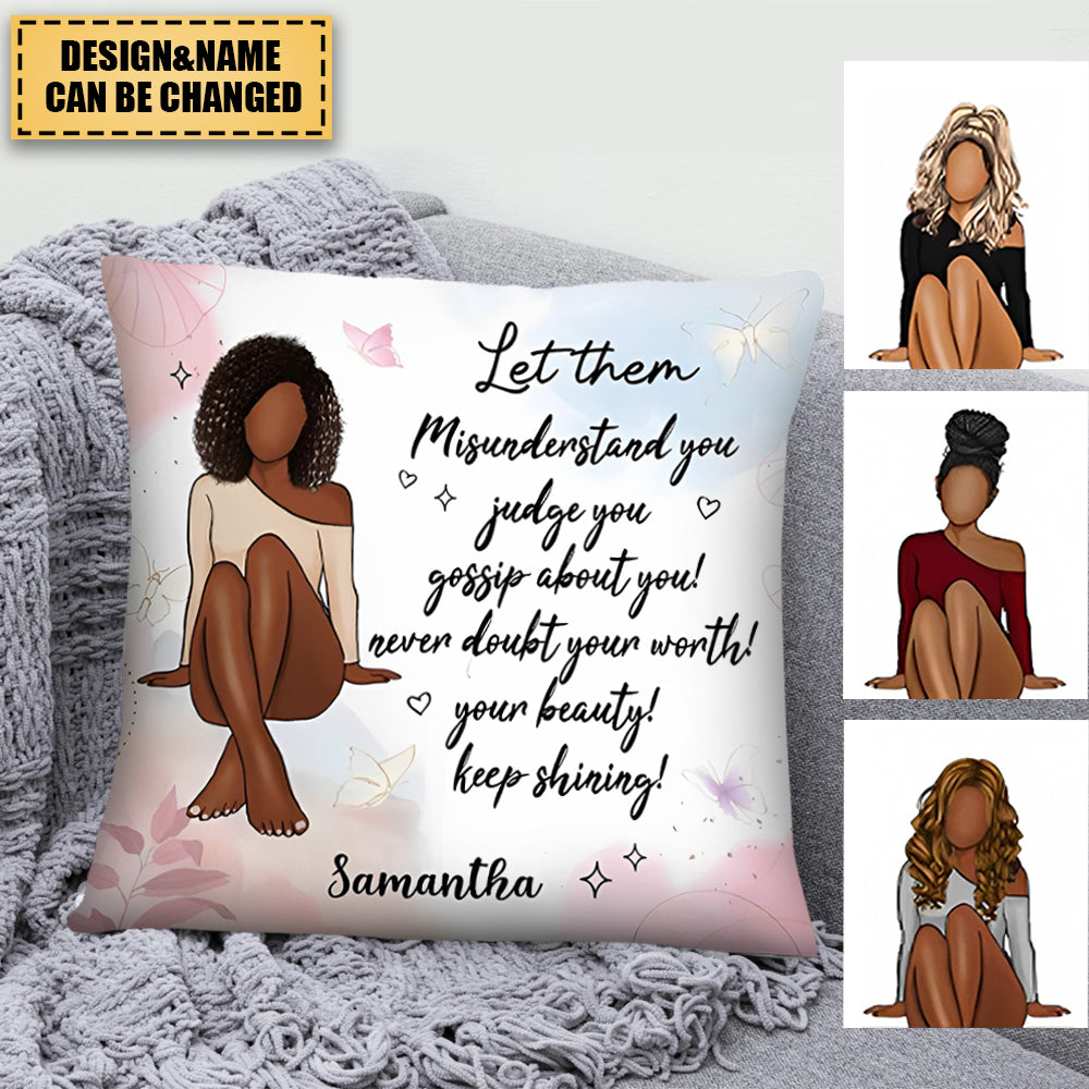 Personalized Gift For Daughter Never Doubt Your Worth Positive Pillow