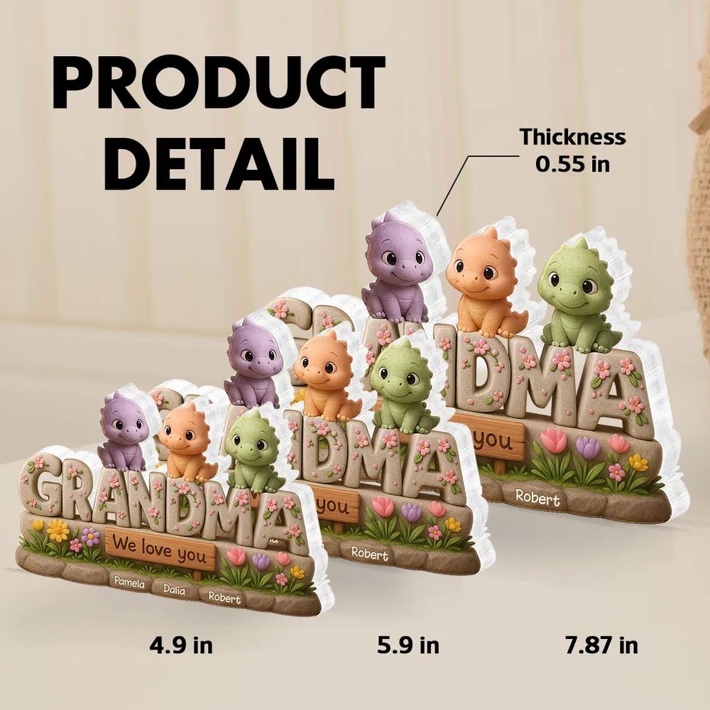 Grandmasaurus Custom Shaped Personalized Acrylic Block Plaque