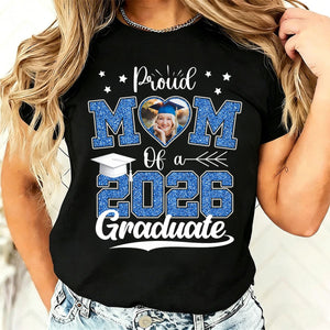 Congrats Proud Dad Mom Of A Graduate Custom Photo Personalized Graduation T-Shirt Gift for Mom, Dad