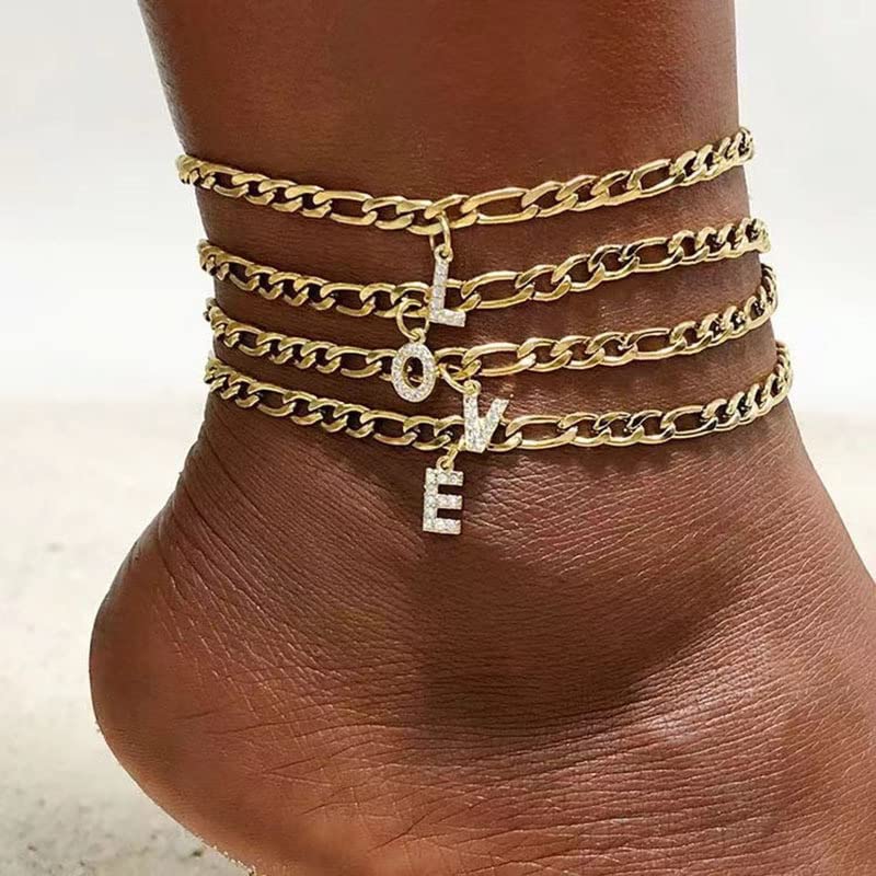 Curb link Initial Anklet