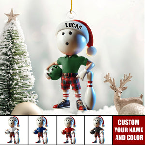 Personalized Custom Name Bowling Ornament, Bowling Christmas Gift