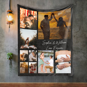 I Love You - Personalized Custom Photos & Text Couple Blanket