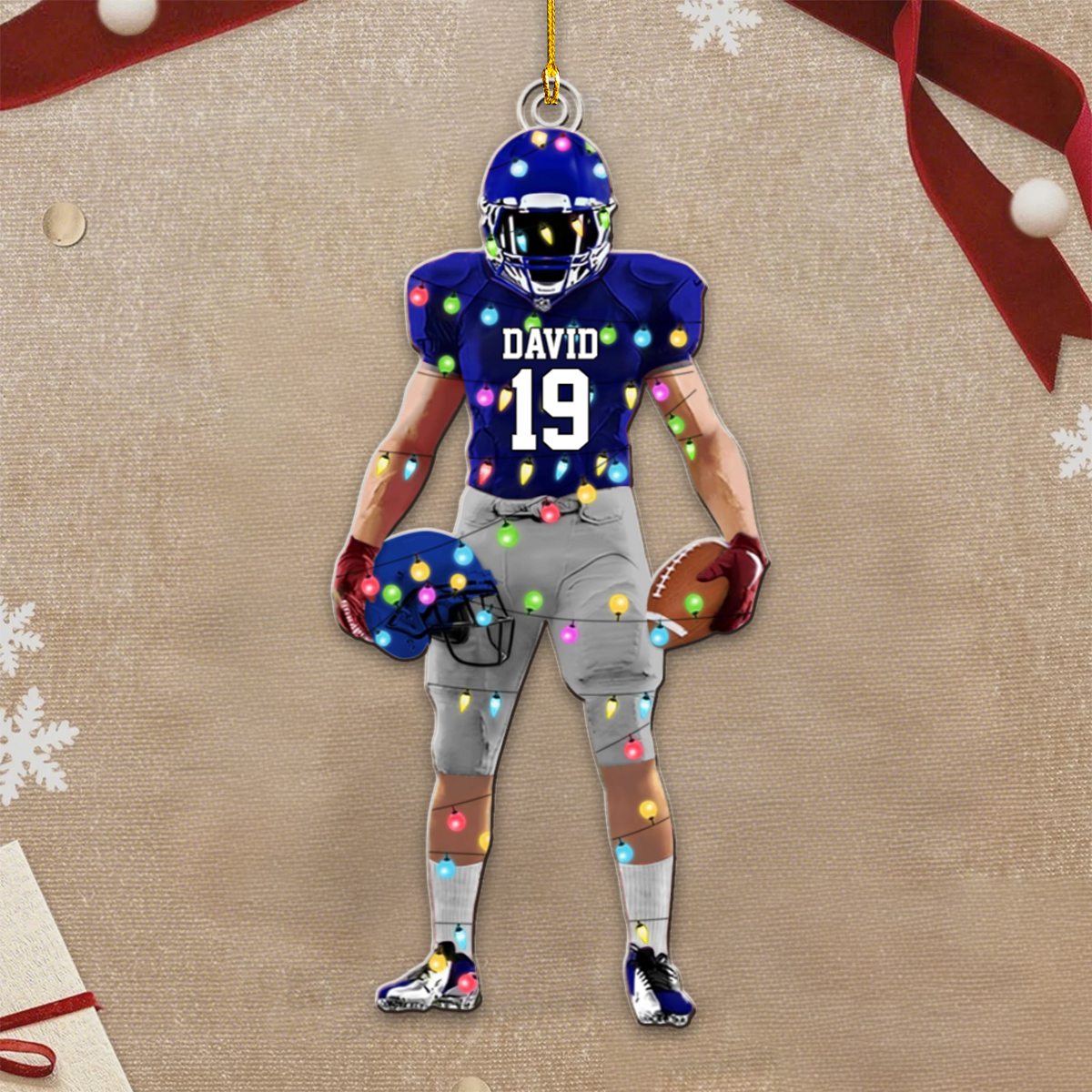 Personalized Christmas football ornament, for football players and football lovers