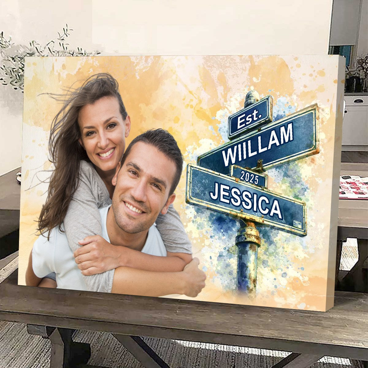 You Make Me Smile More - Custom Photo Wall Art Canvas Poster Personalized Couple Anniversary Wedding Gift