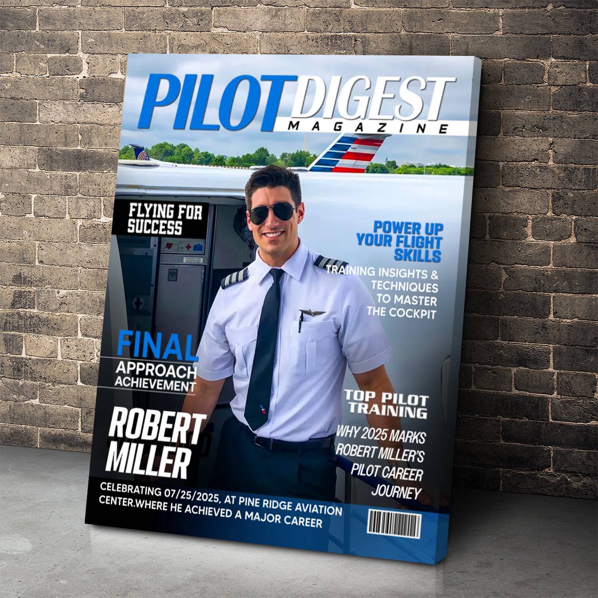 Pilot Magazine Cover Canvas, Custom Pilot Magazine Cover Photo, Unique Gift For Pilot, Pilot Digest Gift