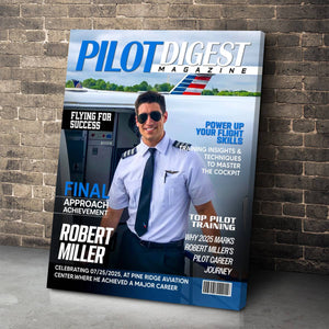 Pilot Magazine Cover Canvas, Custom Pilot Magazine Cover Photo, Unique Gift For Pilot, Pilot Digest Gift