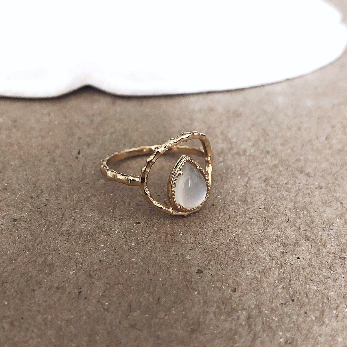 Natural Moonstone ring gold filled gem stone stacking dainty ring