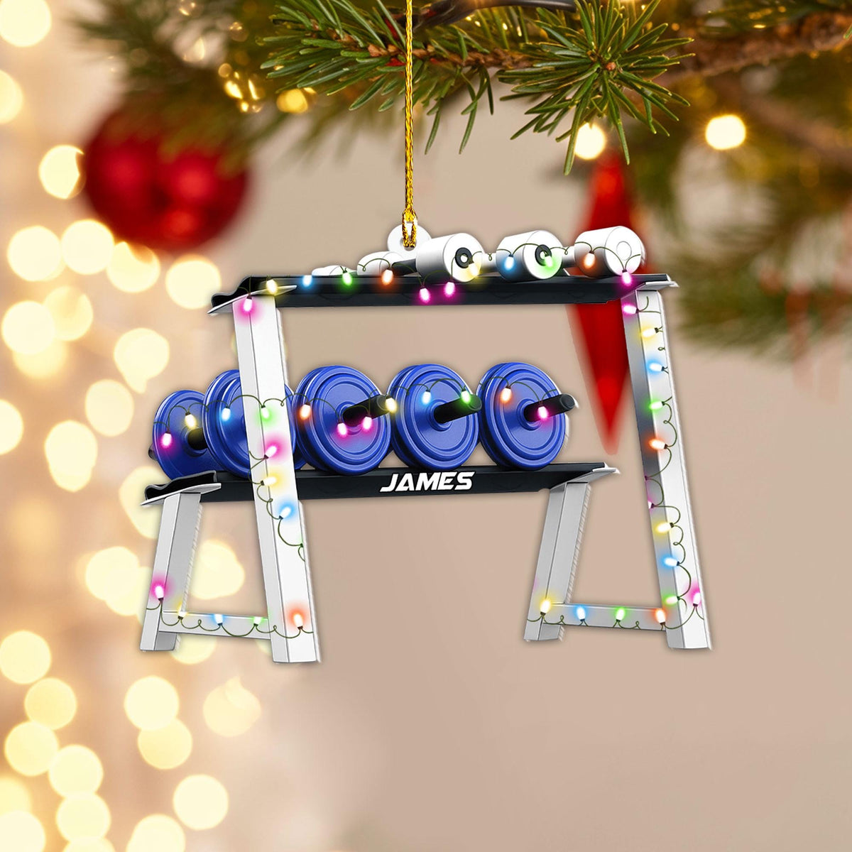 Personalized Gym Ornament, Christmas Fitness Lover Workout Gift for Him