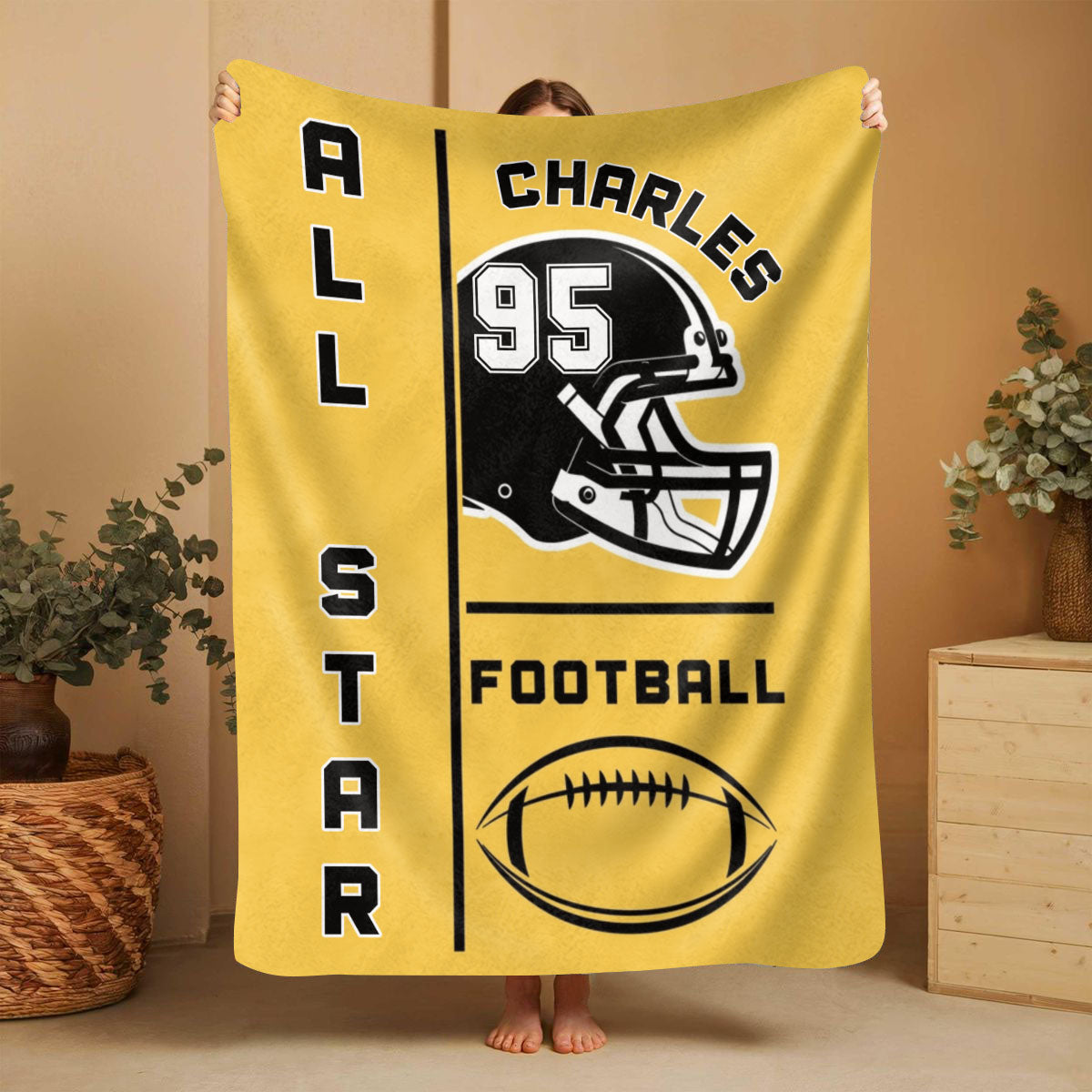 Personalized Football Helmet Blanket Gifts for Football Lovers, Coaches,Fans, Men