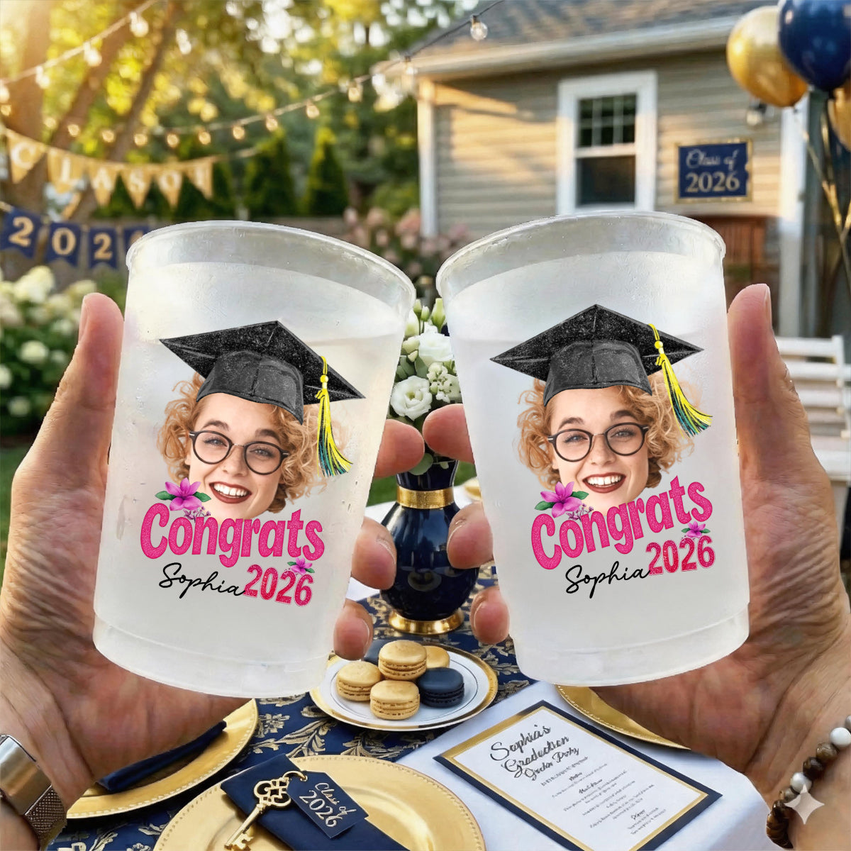 Congrats, Graduation Senior Personalized Gifts For Him, Her - Custom Photo Graduation Cups