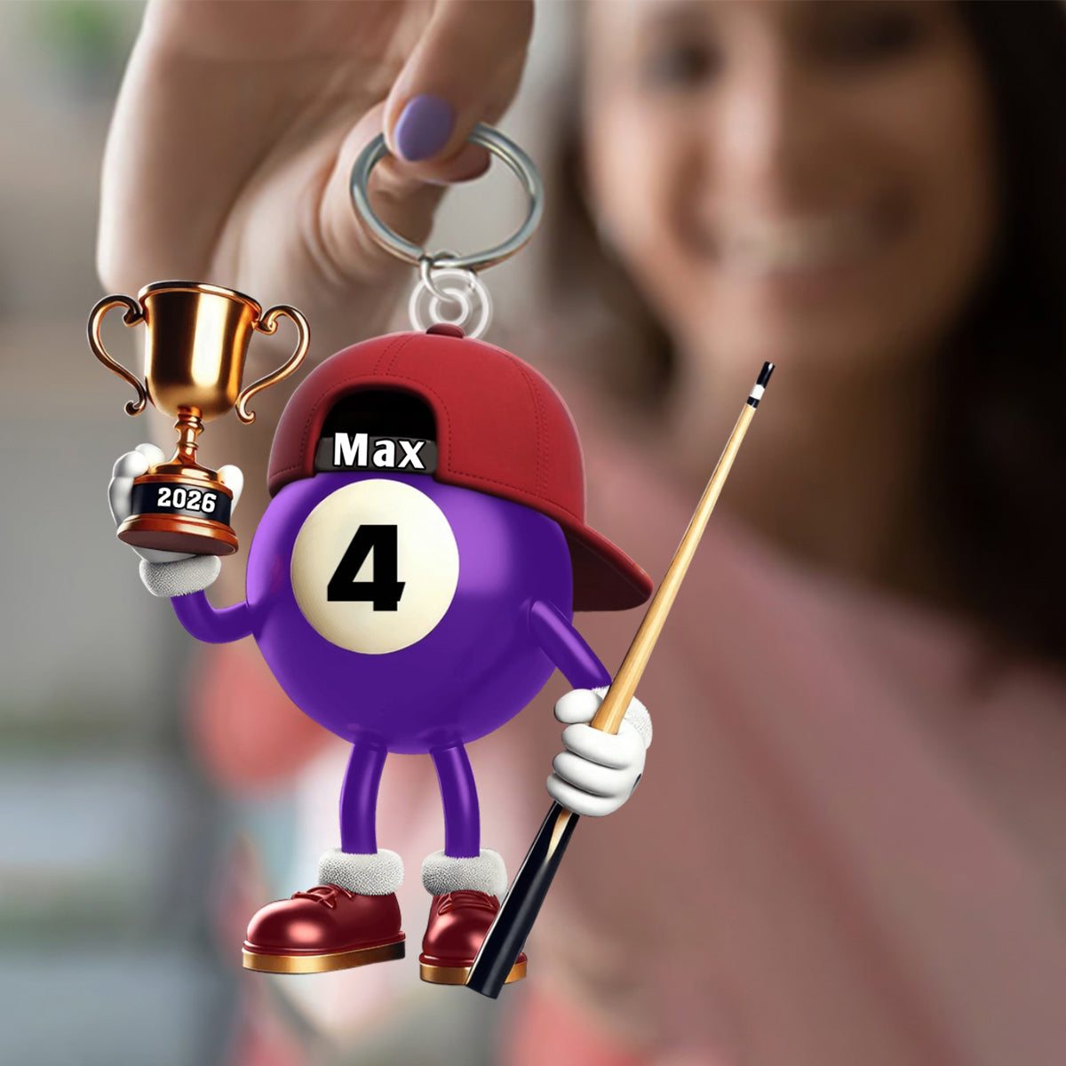 Custom Name Billiard Keychain, Billiard Lover Gift