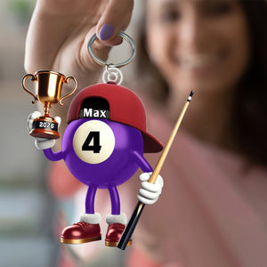 Custom Name Billiard Keychain, Billiard Lover Gift
