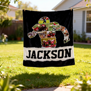 Personalized Football Player Gift American Football Photo Collage Blanket