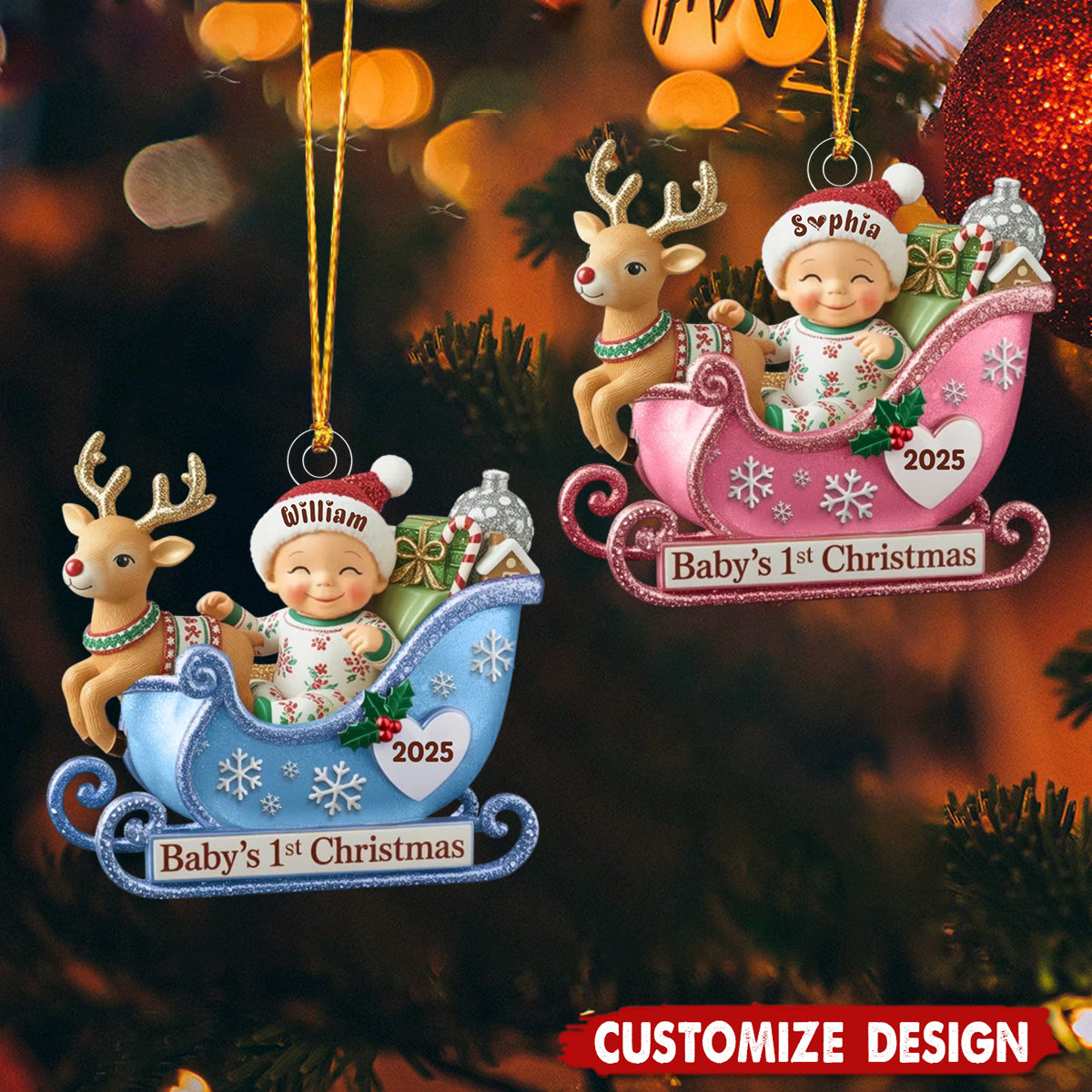 Baby's First Christmas Personalized Christmas Baby Shower, Gender Reveal Gifts For New Parents