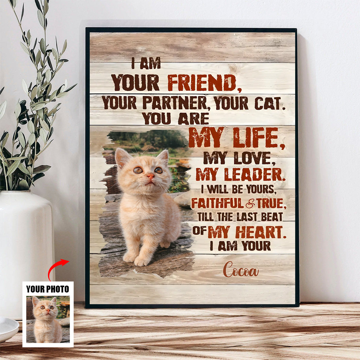 Custom Cat Portrait Poster, I Am Your Cat Personalized Photo Pet Gifts For Pet Owners