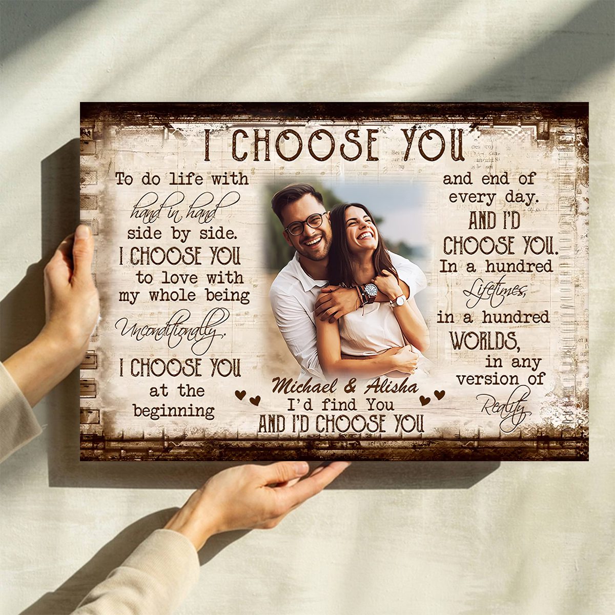 I Choose You Couple Personalized Canvas Poster, Anniversary Gift, Valentine's Day Gifts