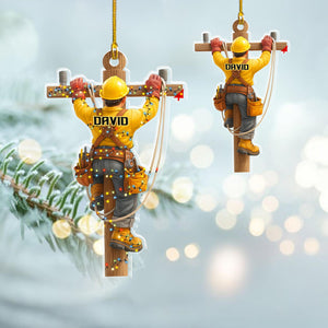 Personalized Linemen Acrylic Ornament, Electrical Workers Keepsake