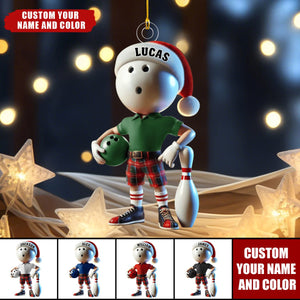 Personalized Custom Name Bowling Ornament, Bowling Christmas Gift