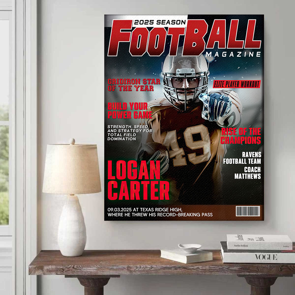 Personalized Football Magazine Cover, Custom Sport Magazine Cover, Football Player Gift, Unique Gifts For Football Player, Football America Gifts, Football Gifts