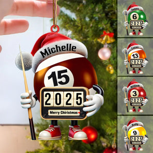 Custom Name and Year Billiard Ornament, Billiard Lover Christmas Gift