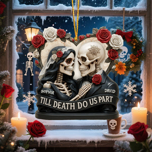 Till Death Do Us Part, Skeletons And Roses, Custom Acrylic Ornament, Personalized Gift For Couples and Art Lovers