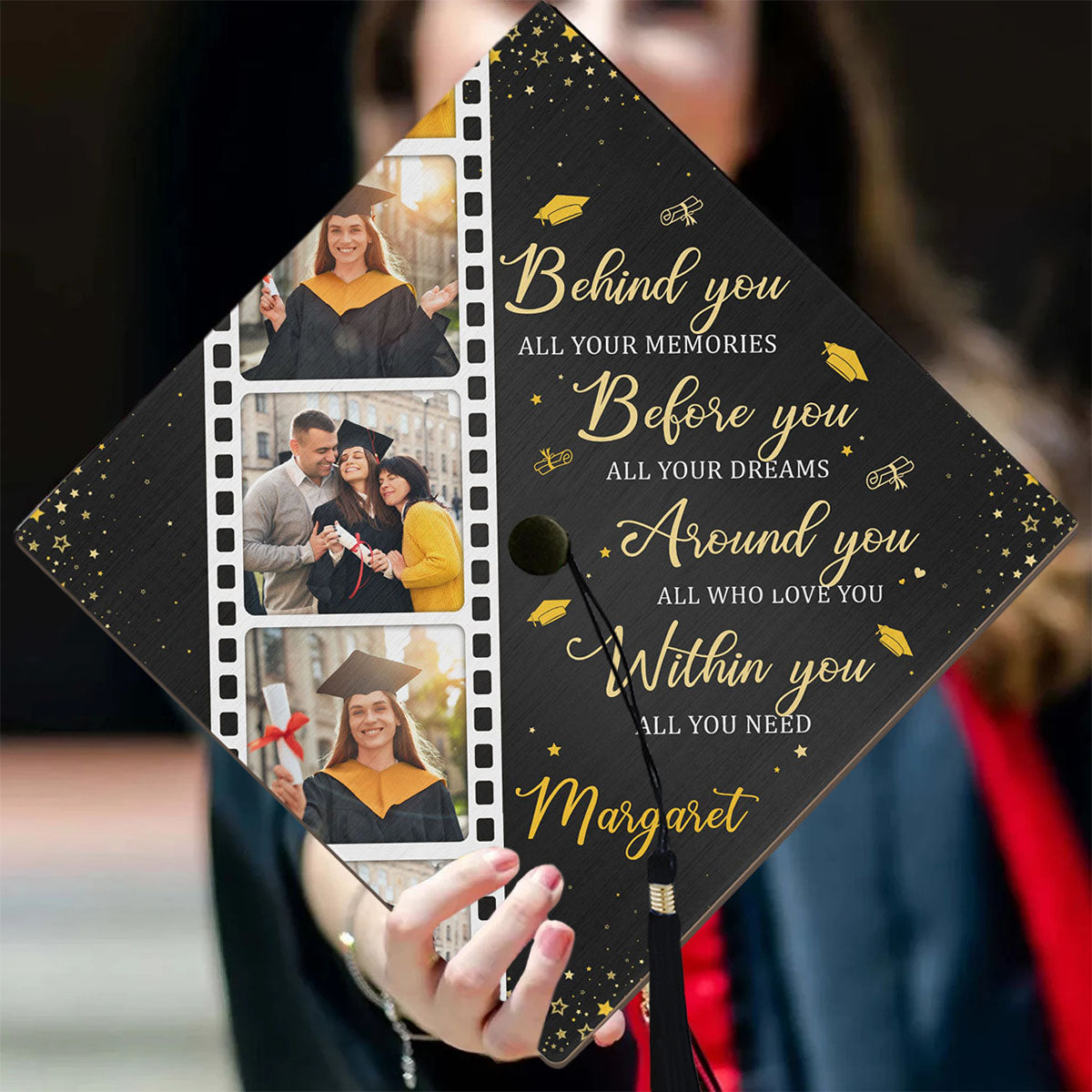 Behind You All Your Memories - Personalized Photo Graduation Cap Topper