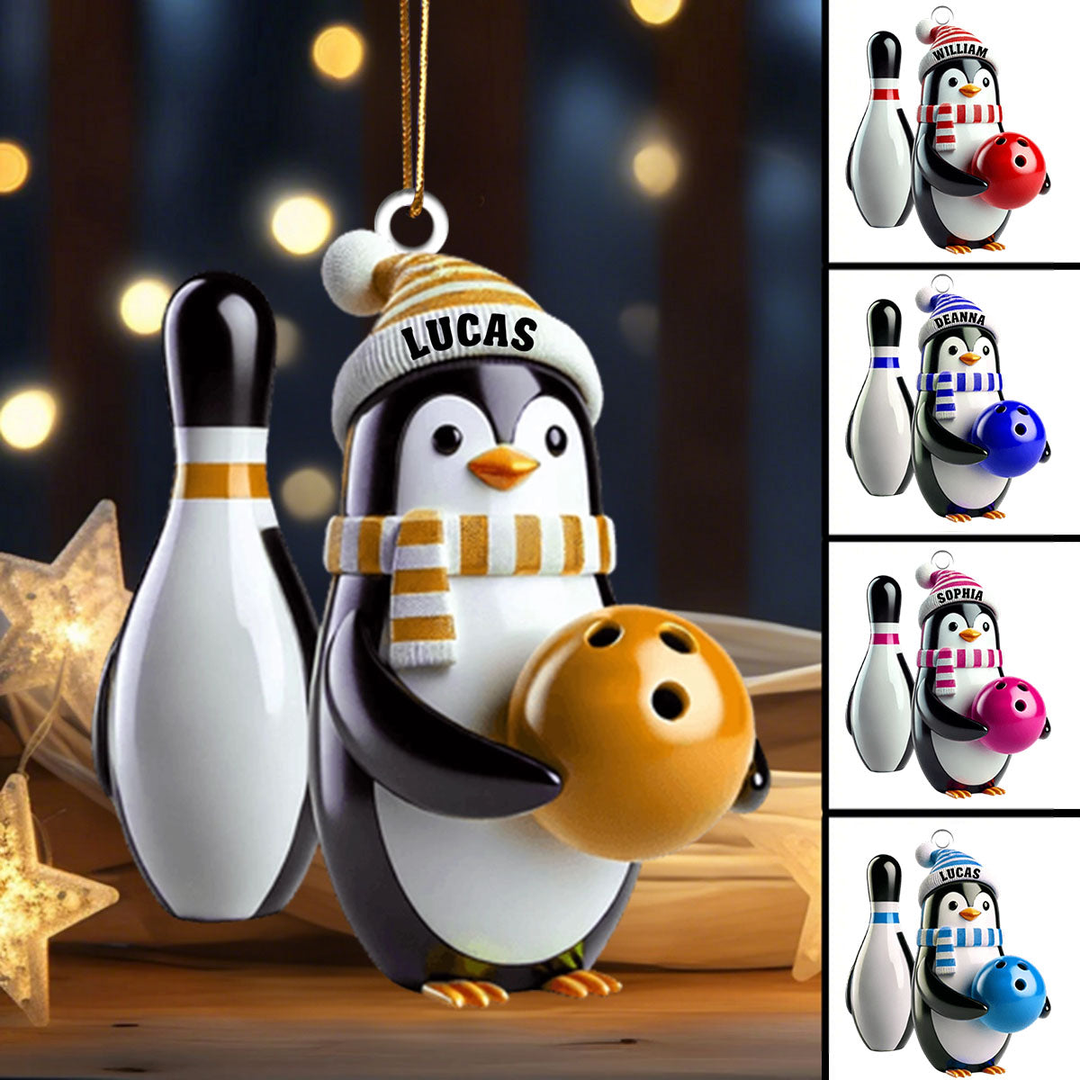 Personalized Custom Name Bowling Ornament, Bowling Lover Christmas Gift
