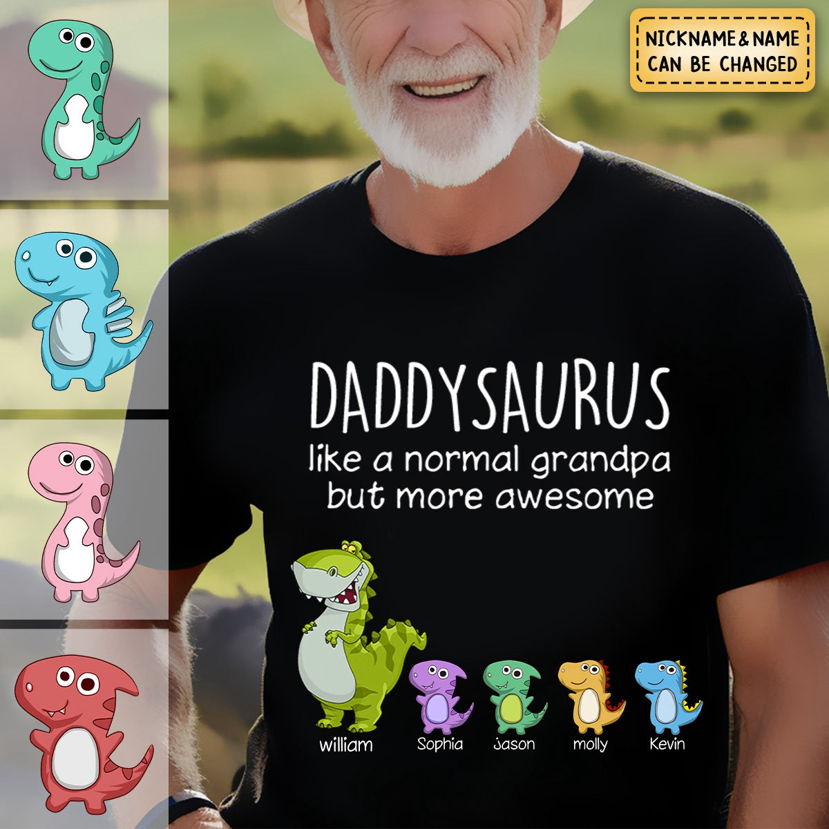 Personalized Grandpasaurus Like A Normal Grandpa But More Awesome Pure Cotton T-Shirt