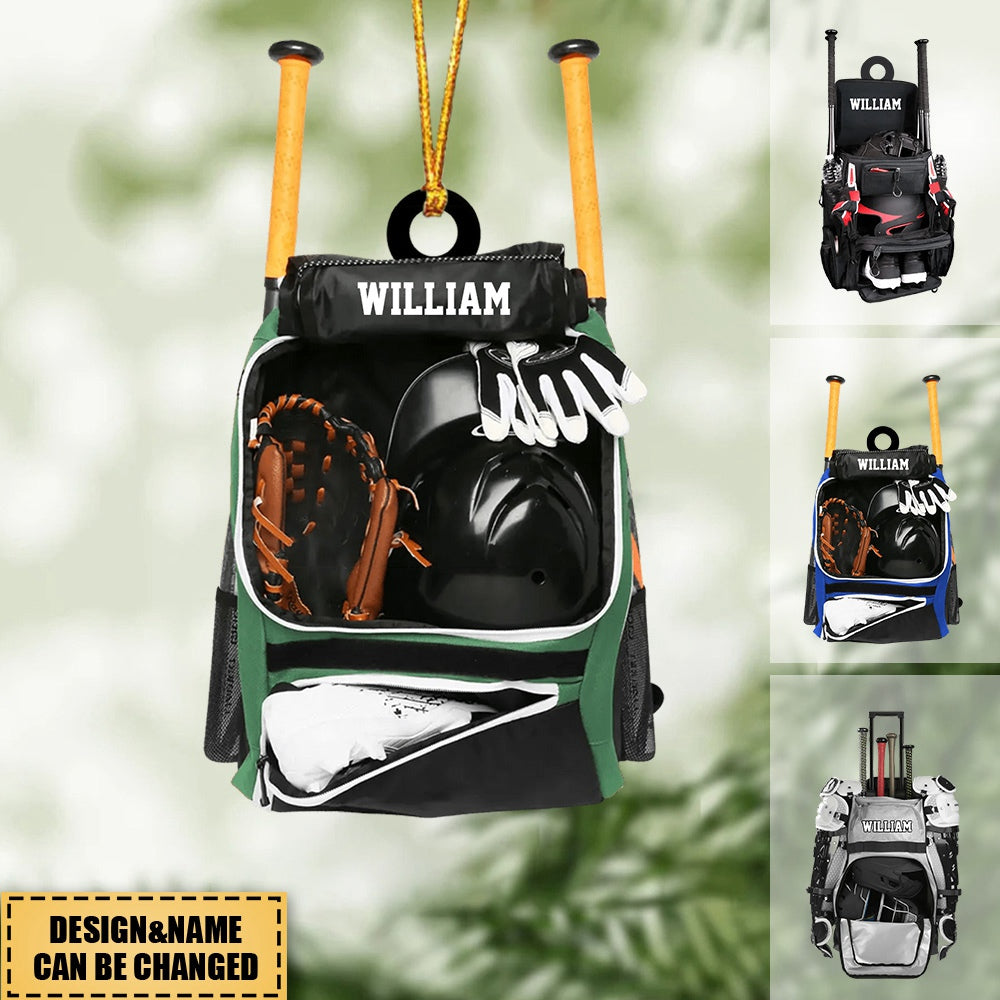 Personalized Baseball Bag Acrylic Christmas/Car Ornament