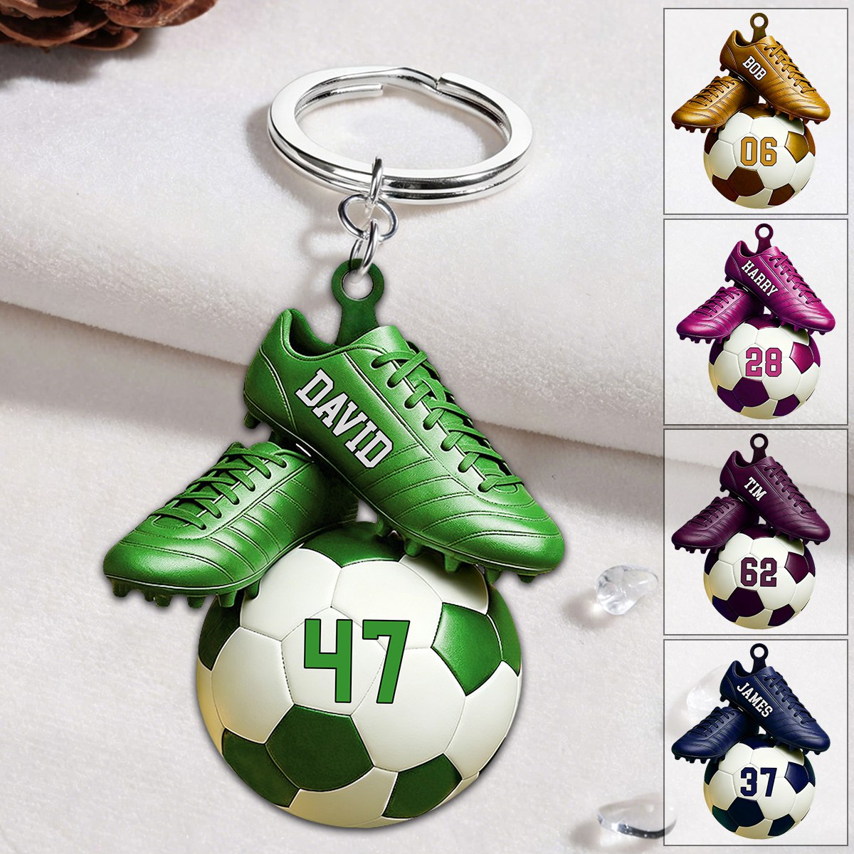 Custom Name & Jersey Number Personalized Keychian for Soccer Lover