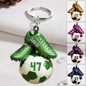 Custom Name & Jersey Number Personalized Keychian for Soccer Lover