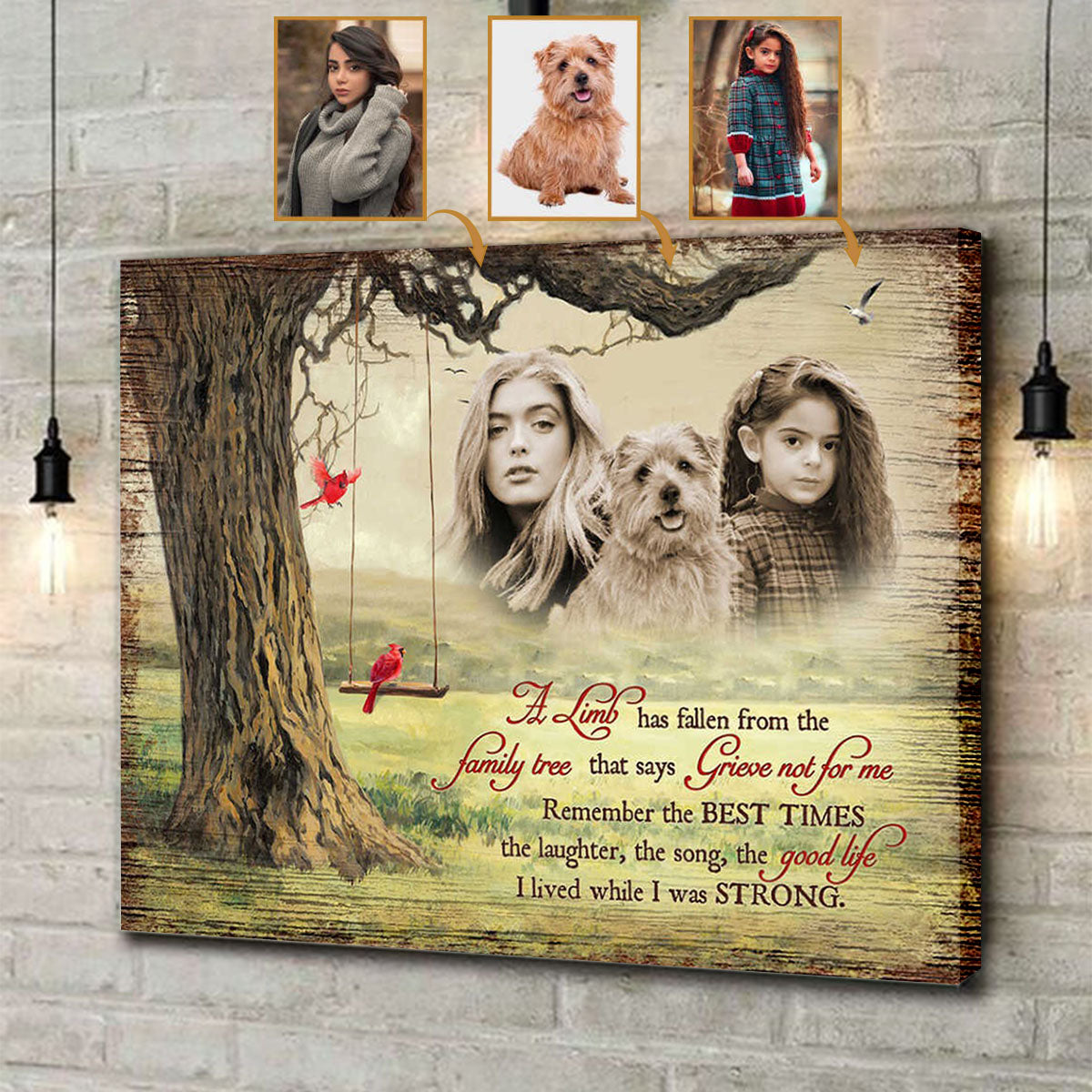 A Limb Has Fallen From the Family Tree,Add Deceased Loved One to Photo,Personalized Family Portrait Memorial Canvas Poster