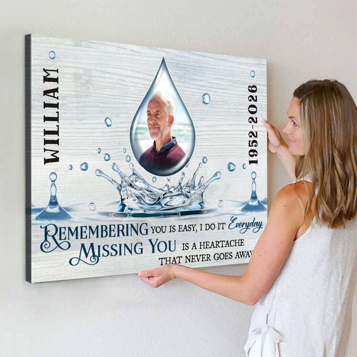 REMEMBERING and MISSING Memorial Gift Personalized Canvas Poster