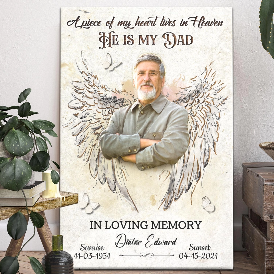 A Piece Of My Heart Personalized LoverIn Loving Memory Memorial Photo Canvas Poster