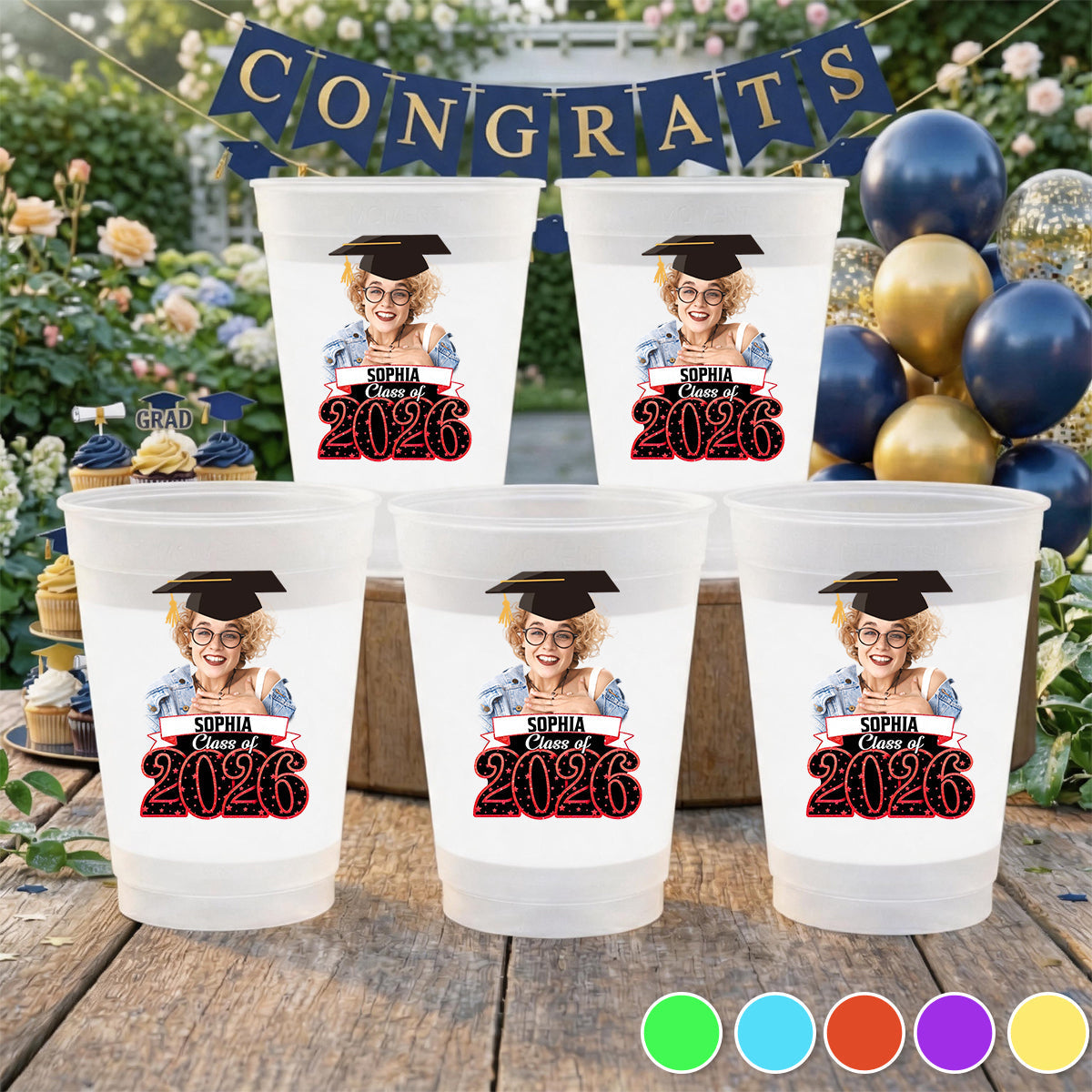 Class Of 2026, Custom Your Photo And Your Name Graduation Cups, Personalized Graduation Gift