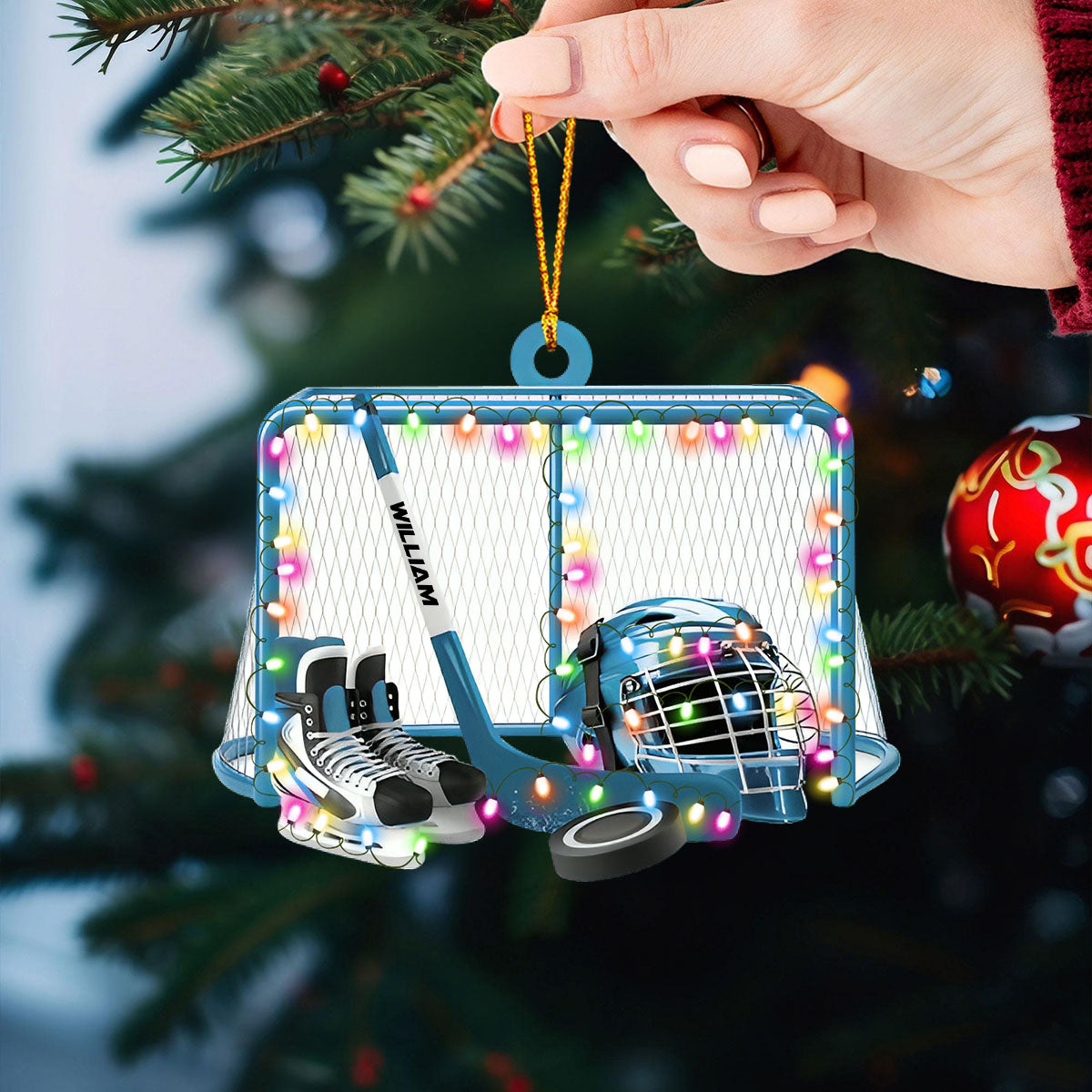 Personalized Ice Hockey Ornament, Gift For Hockey Players