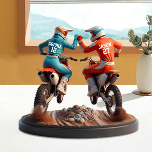 "Ride Together, Stay Together" - Personalized Dirt Bike Couple Acrylic Plaque - Custom Gifts for Moto-Loving Couples