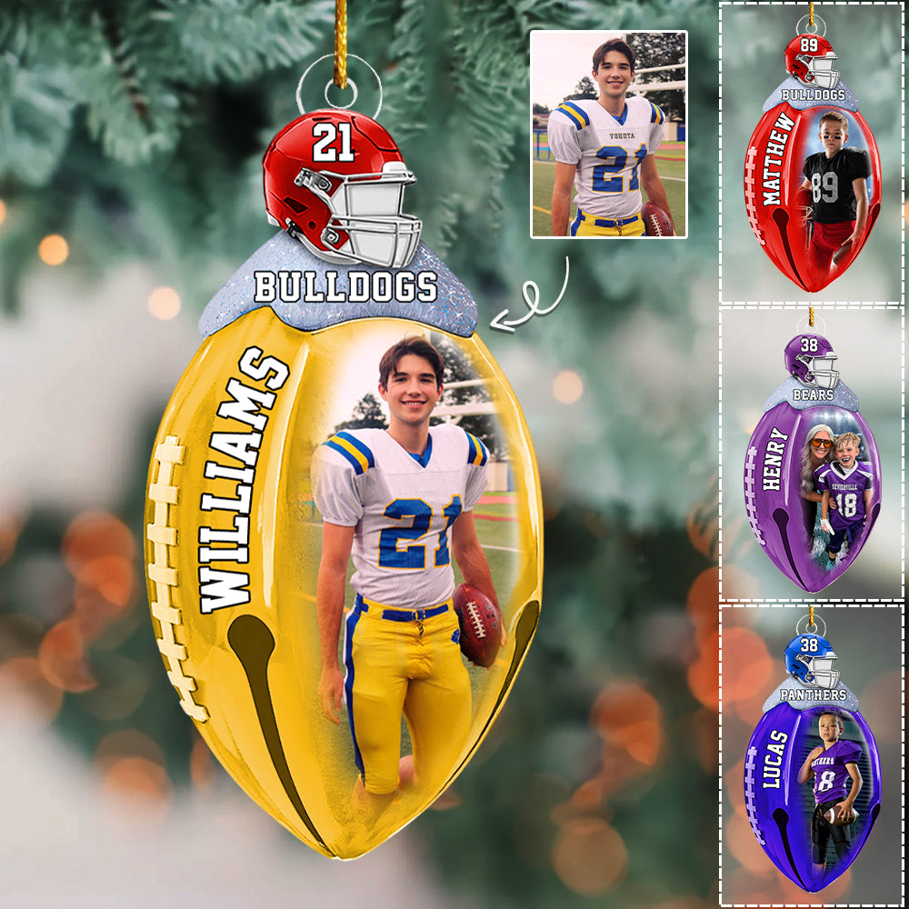 Football Bell Christmas Ornaments - Personalized Custom Photo Football Acrylic Ornaments