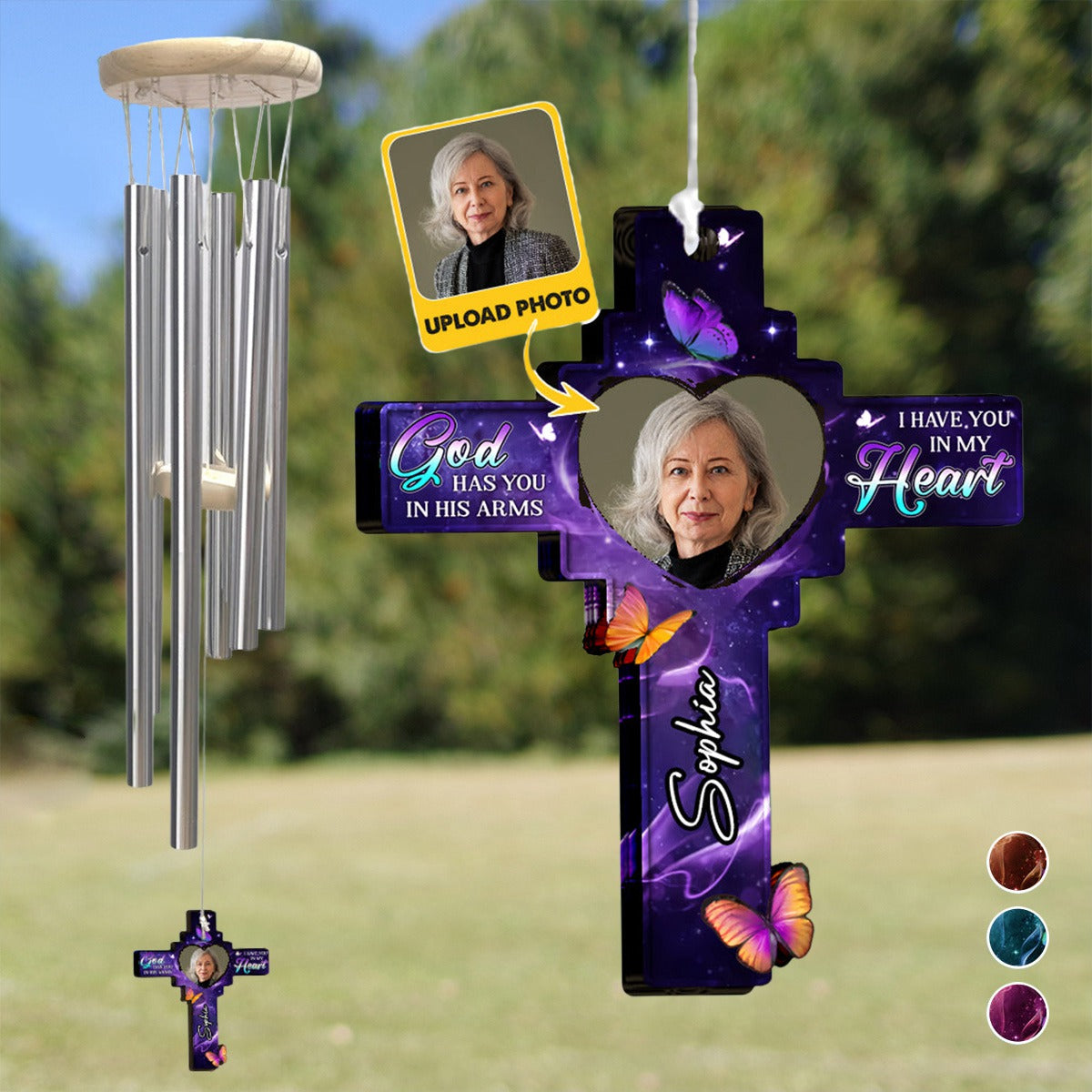 God Has You In His Arm, I Have You In My Heart - Personalized Memorial Wind Chime