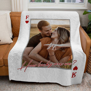 Upload Your Photo Playing Cards Blanket For Him And Her - Personalized Photo Gifts For Anniversary