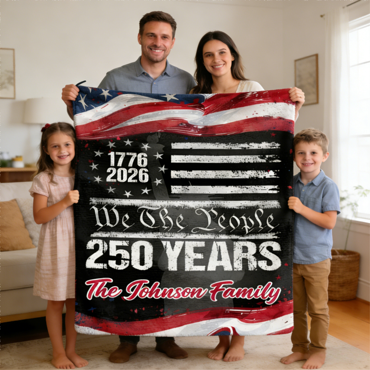 250 Years USA 250th Birthday 1776-2026 Personalized Blanket Gift for Family
