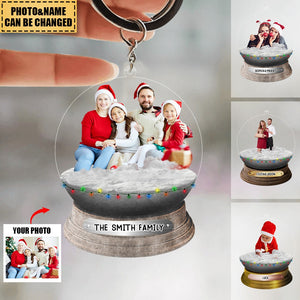 Personalized Family/Sisters/Friends/Pets In Christmas Snowball Acrylic Keychain-Upload Photo