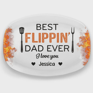 Father's Day Gift For Dad & Grandpa – Personalized "Best Flippin' Dad Ever" Family Platter
